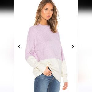 Lovers + Friends Cable Knit Pastel Colorblock Pullover Sweater